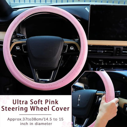 10 Pcs Car Steering Wheel Cover Set for Women 15 Inch Car Decor