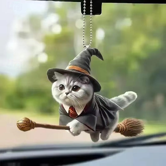 2PCS Cute Cat-Shaped RearView Mirror Pendant Auto Interior