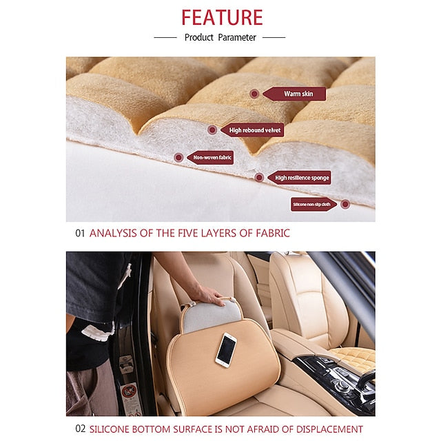 3 Pcs/set Car Seat Cover Set Universal Plush Seat Cushion Protector Mat