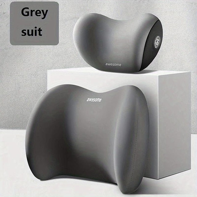 Car Seat Headrest Back Support Pad Soft Memory Pillow Lumbar Cushion 2 Pcs/set