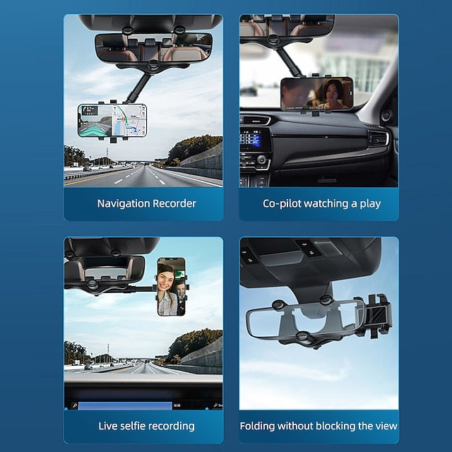 Car 360° Rotate Review Mirror Universal Adjustable  Phone Holder