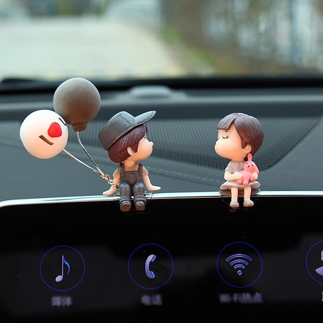 Car Decoration Cute Cartoon Couples Figurines Balloon Ornament