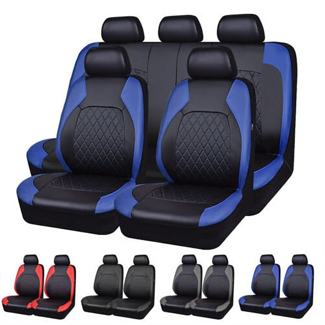 9 Pcs/Set Universal PU Leather Car Seat Covers Set Full Coverage Seat Protector