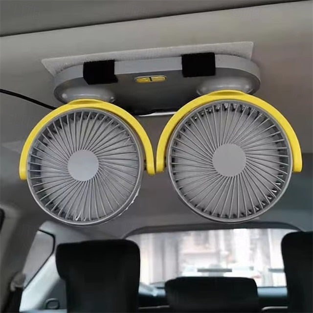 Car USB Fan Cooling Dual Head 3 Speeds Adjustable Cooler Air Fan