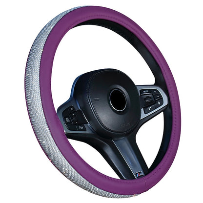 Diamond Leather Bling Crystal Rhinestones Universal Steering Wheel Cover