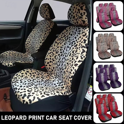 Car Leopard Seat Full Set Universal Protector Front and Rear Seat Covers 5 Pcs/set