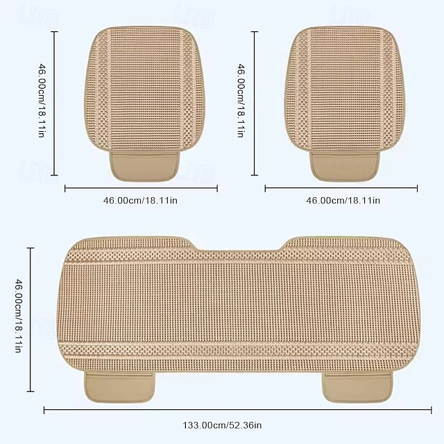 Universal Car Seat Cushion Covers 3-Piece Set Breathable Cooling Woven Seat Protectors