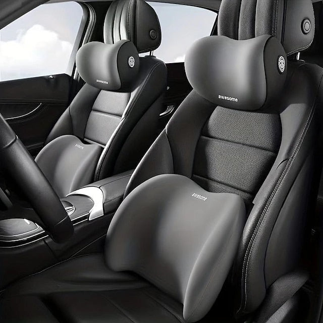Car Seat Headrest Back Support Pad Soft Memory Pillow Lumbar Cushion 2 Pcs/set