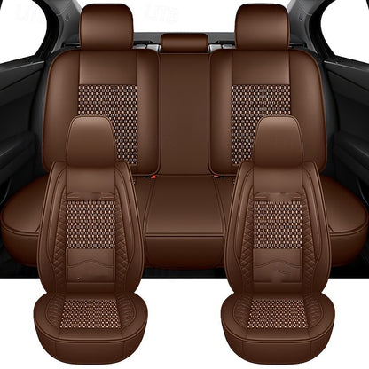 5 Seats Car Seat Covers Full Set  Faux Leather Breathable Universal Front Rear Protector