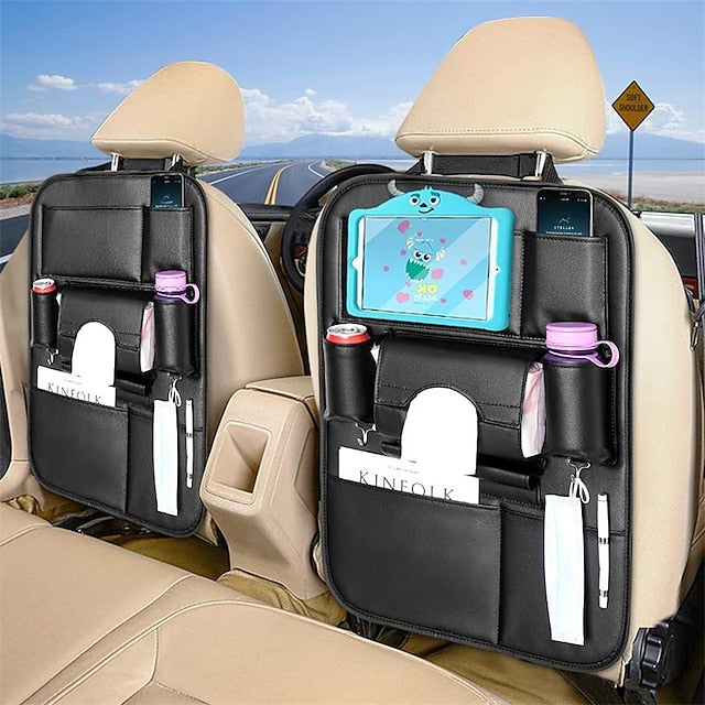 2 Pack Car Seat Back Organizer PU Leather Seat Protector Organizer