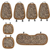 Car Leopard Print Seat Set Cute Plush Faux Fur Cushion