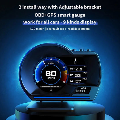 Car Smart Gauge Head-Up Digital Display Speedometer Turbo RPM Alarm Tools