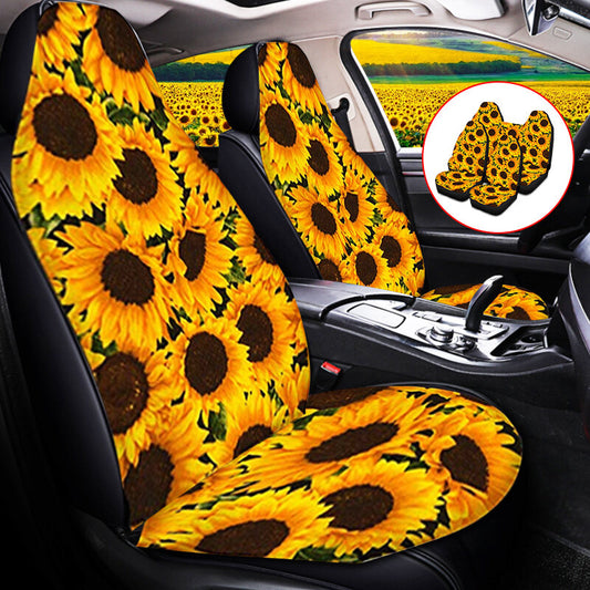 7 PCS Sunflower  Universal 3D Front Car Seat Cover Cushion Protector