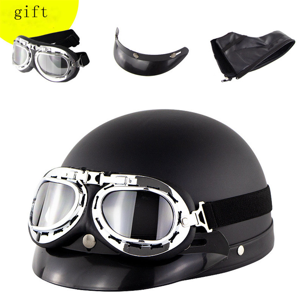 Motorcycle Open Helmet Retro Neck Protection with Goggles
