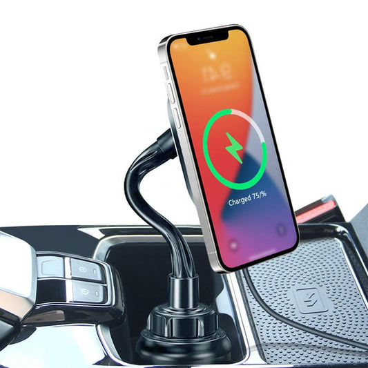 Car Cup Holder Phone Mount Magnetic Wireless Cup Charger