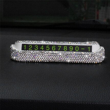 Car Phone Number Luxury Parking Card Dashboard Decoration With Crystal Diamond DIY