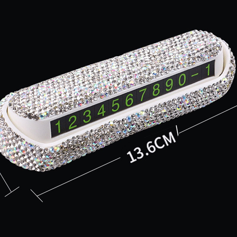 Car Phone Number Luxury Parking Card Dashboard Decoration With Crystal Diamond DIY