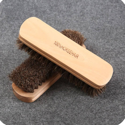Car Detailing Polishing Brush Solid Wood Cleaning Horsehair Leather Bristles
