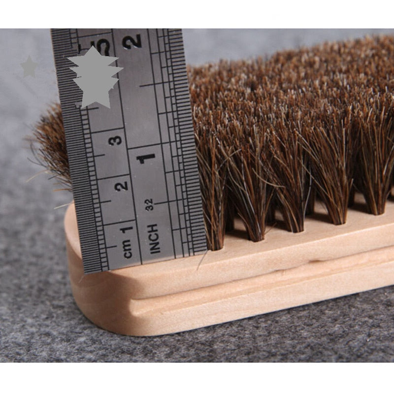 Car Detailing Polishing Brush Solid Wood Cleaning Horsehair Leather Bristles
