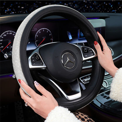 Car Universal Shiny Rhinestones Steering Wheel Leather Protector Cover