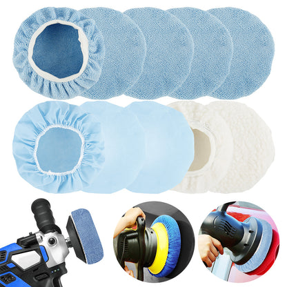 Car Microfiber Polisher Bonnets Polishing Pads Wax Wash Buffer 10 Pcs