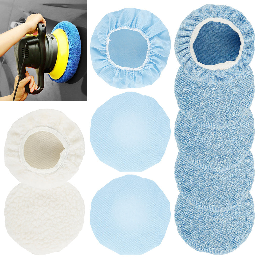 Car Microfiber Polisher Bonnets Polishing Pads Wax Wash Buffer 10 Pcs
