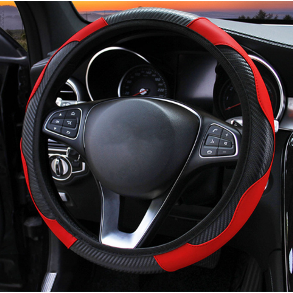 Car Carbon Fiber Steering Wheel Cover Anti-slip Protector