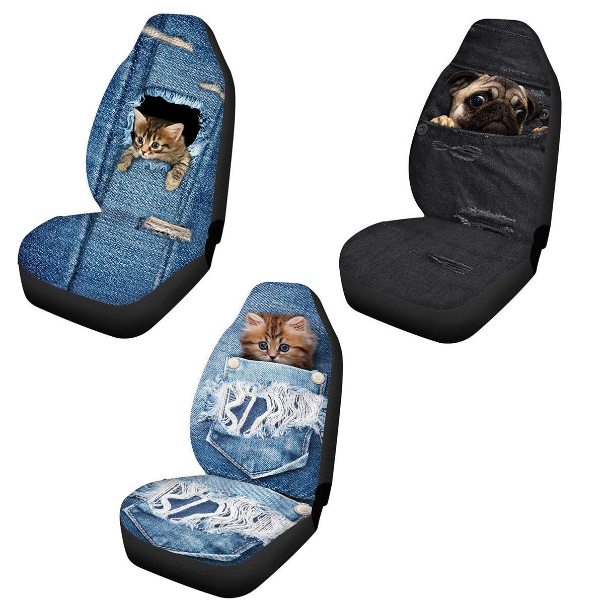 Car Front Seat Cover Protector Cushion Cat Dog Printed