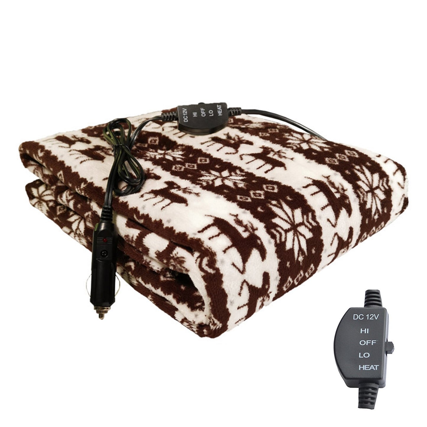 Travel Throw Fleece Electric Throw 2 Heat Levels Cozy Heated 12V Cushion