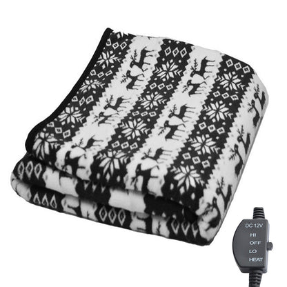 Travel Throw Fleece Electric Throw 2 Heat Levels Cozy Heated 12V Cushion
