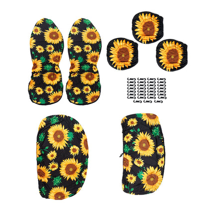 7 PCS Sunflower  Universal 3D Front Car Seat Cover Cushion Protector