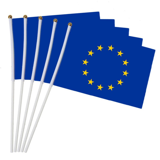 Small EU Flag  European Union Flag with Pole Hand Waving Flag