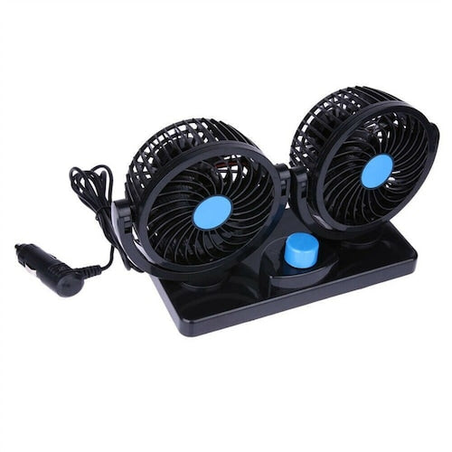 12V Car Cooling Fan 360 Degree Rotation Dual Head Adjustable