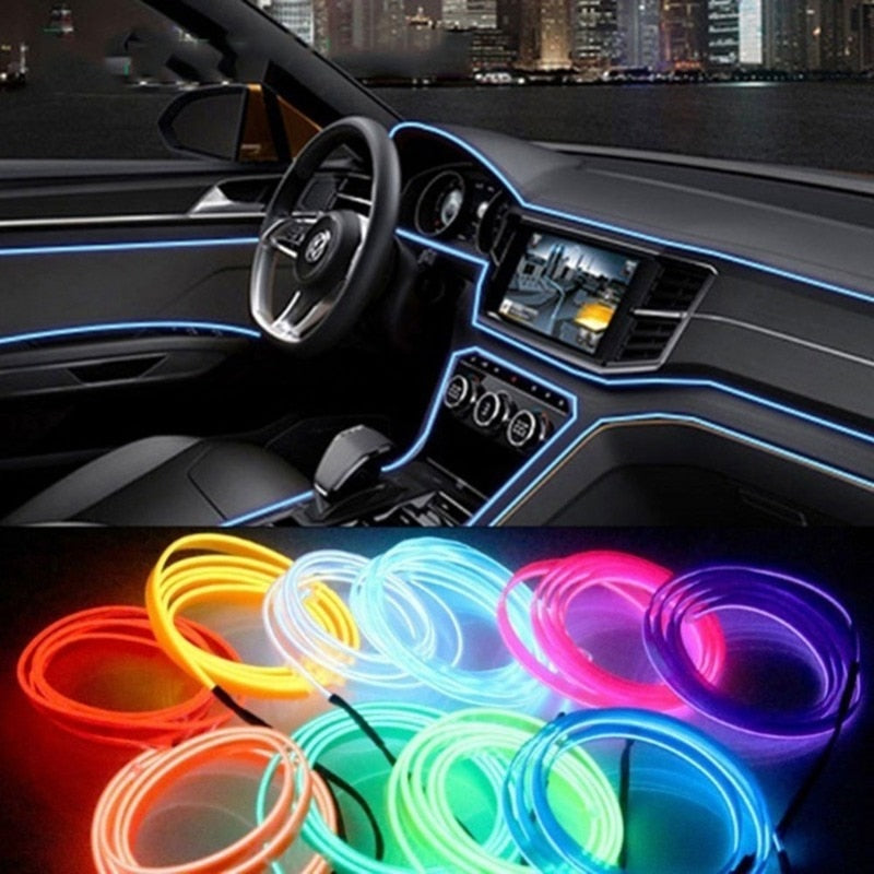 Car Neon Light Dance Party Decor Flexible Wire Rope