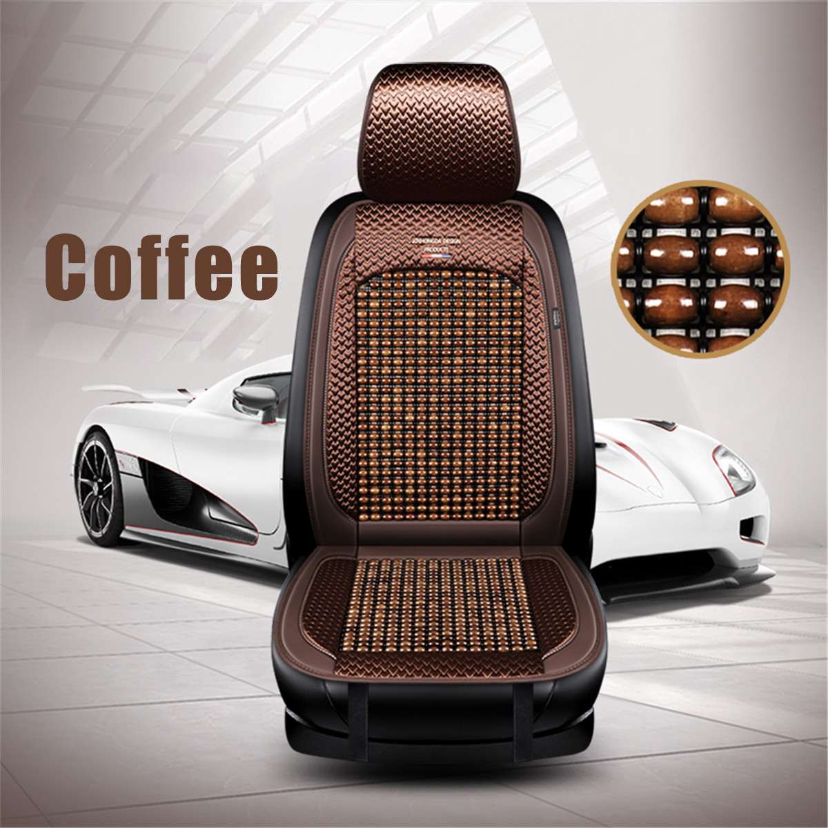 Beads Leather Bamboo Car Breathable Summer Cooling Auto Front Seat Cushion