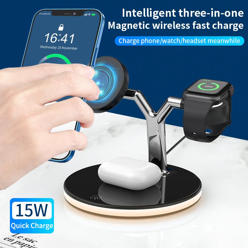 3 in 1 Wireless Charger Station Lamp for iPhone 12 Series