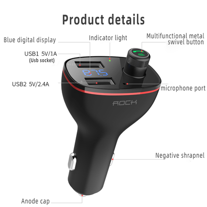 Bluetooth Car Player FM USB Digital Charger