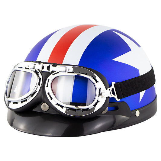 Motorcycle Open Helmet Retro Neck Protection with Goggles
