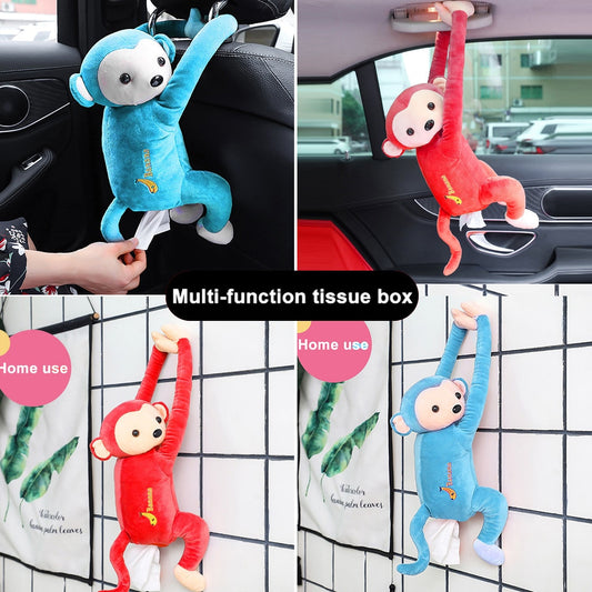 Car Back Hanging Tissue Box Paper Storage Cute Monkey Napkin