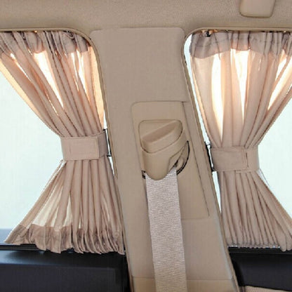 Car Side Window Sunshade Curtain Cover With Stretchable Aluminum Rail Elastic Cord  2 x 50L