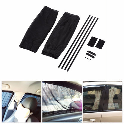 Car Side Window Sunshade Curtain Cover With Stretchable Aluminum Rail Elastic Cord  2 x 50L