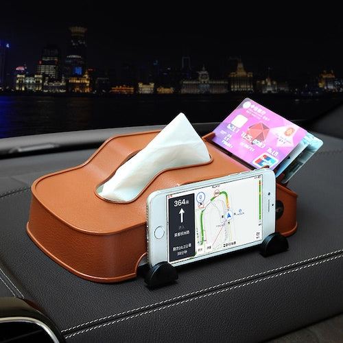 Car Multi-function Tissue Box with Cell Phone Seat Holder