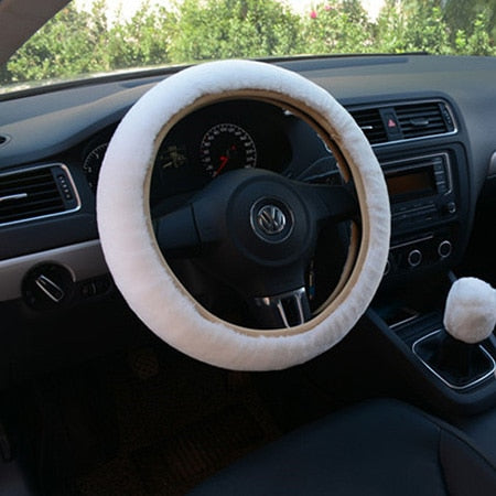 Car Winter Wool Car Steering Wheel Cover