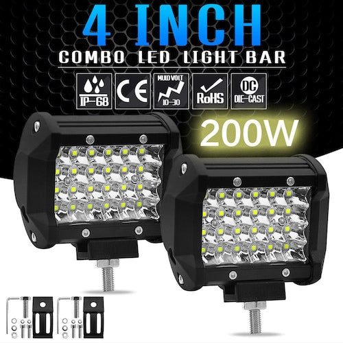 Combo Work Light Bar Spotlight Off-road Driving Fog Lamp 200W 4" LED