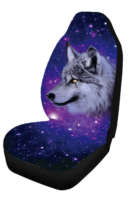 Universal Car Seat Cover Thickening Polyester 3D Wolf Print Front Seat Protection