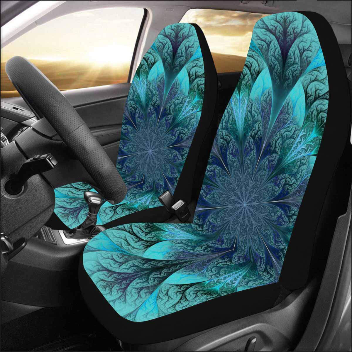 Galaxy Printed Car Front Seat Cover Cushion Protector 2 Pcs