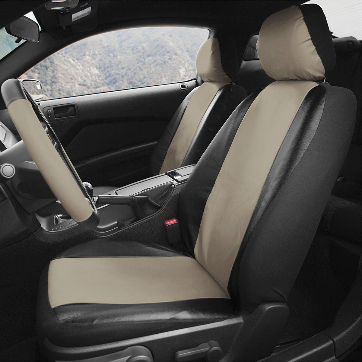 PU Leather Car Seat Cushion Detachable Cover Front Bucket Full Set Chair 4Pcs/Set
