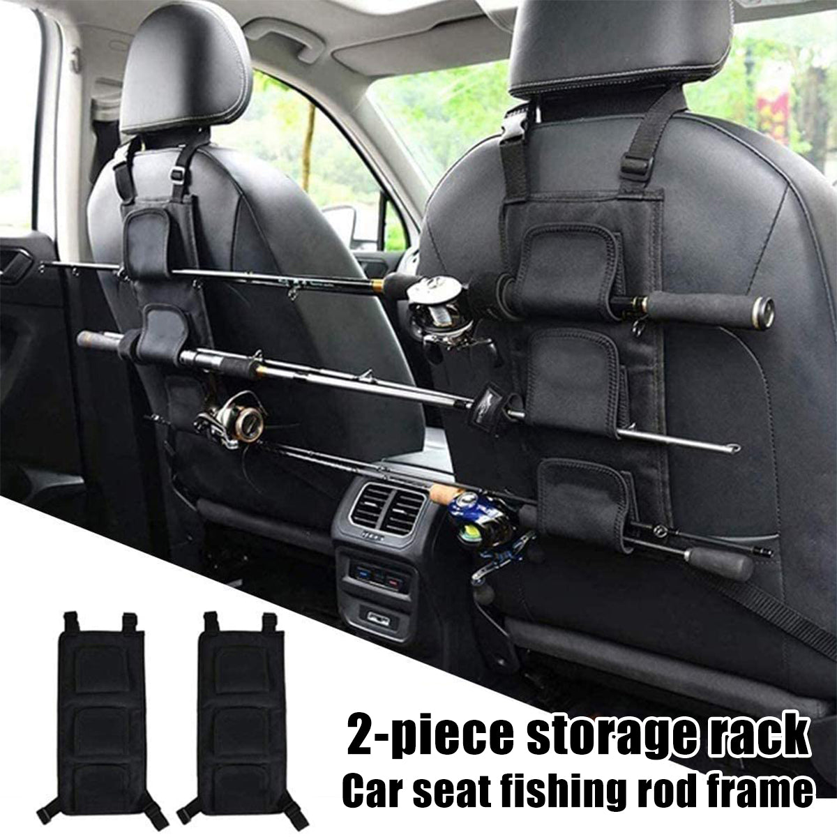 Car Seat Fishing Rod Rack Adjustable Organizer 2Pcs