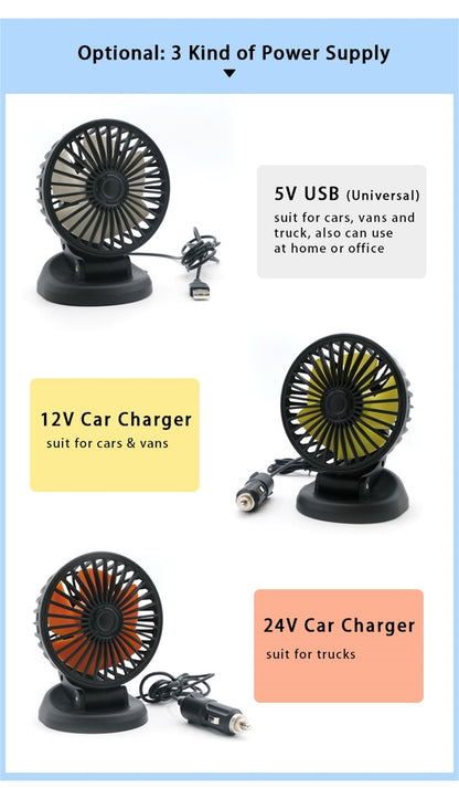 Mini Car Fan USB Rechargeable Shaking Head Folded