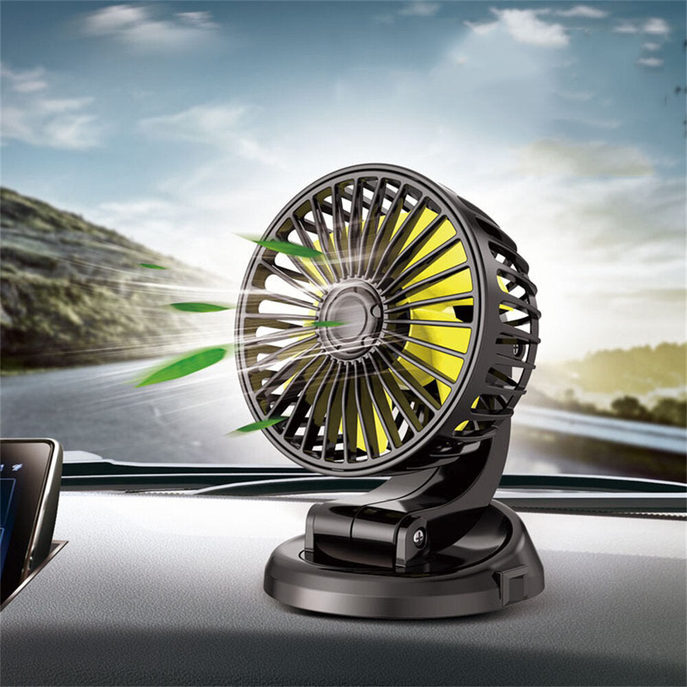 Mini Car Fan USB Rechargeable Shaking Head Folded